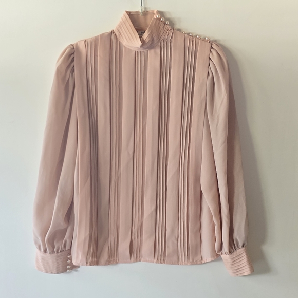 Chaus Tops - Chaus | Blush Pink Pleated Blouse Size 6